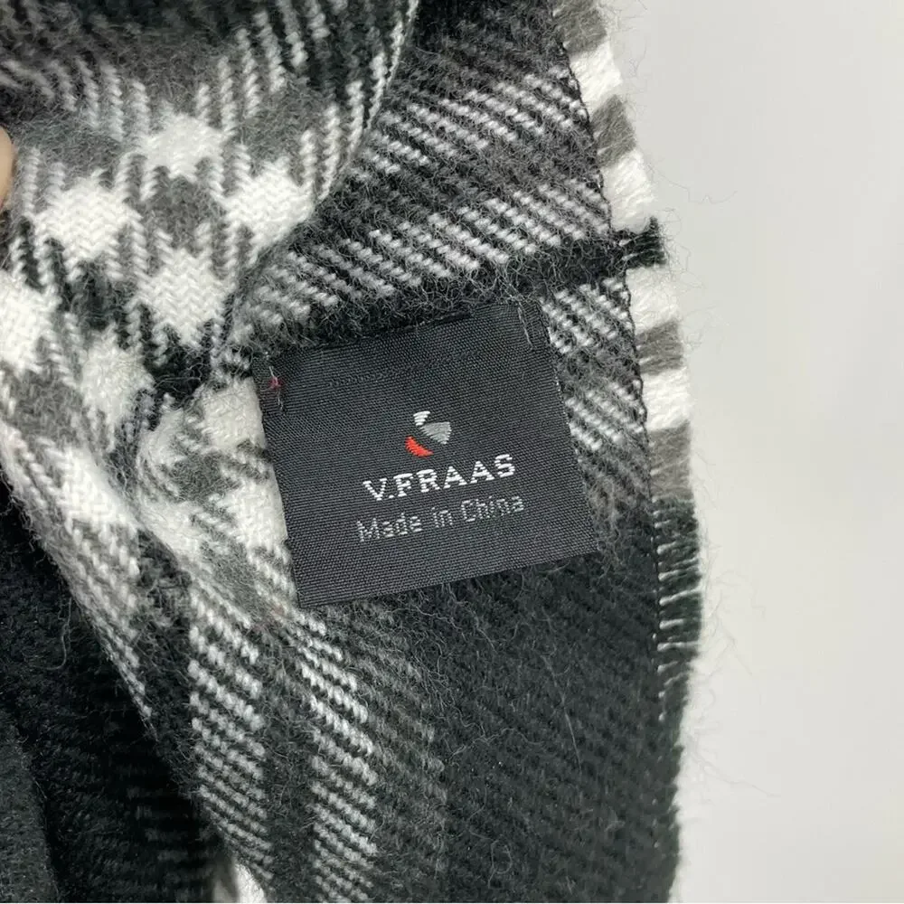 V. Fraas Mens Black plaid scarf fringe Preppy Business Casual Academia Blokecore